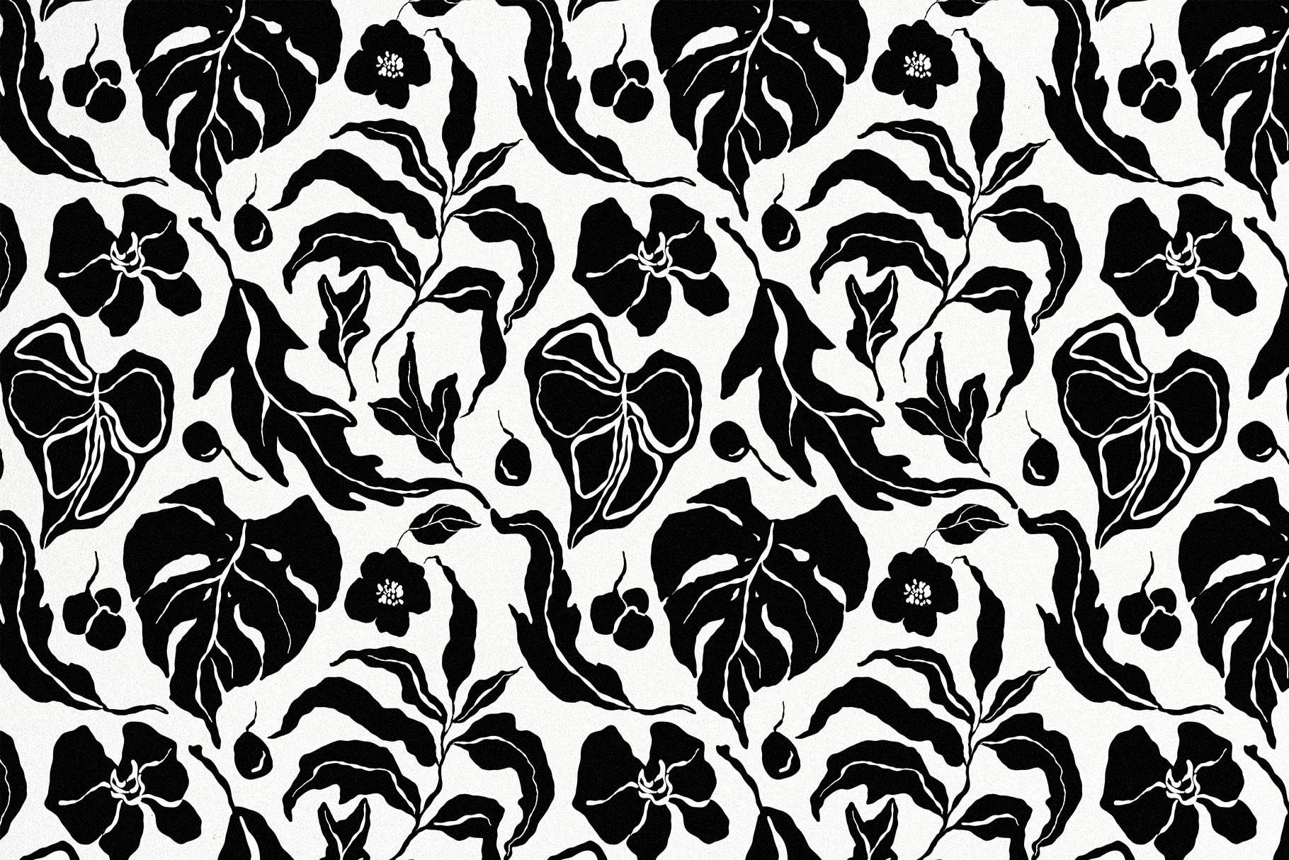 Jungle abstract vector flowers leaves naive illustrations