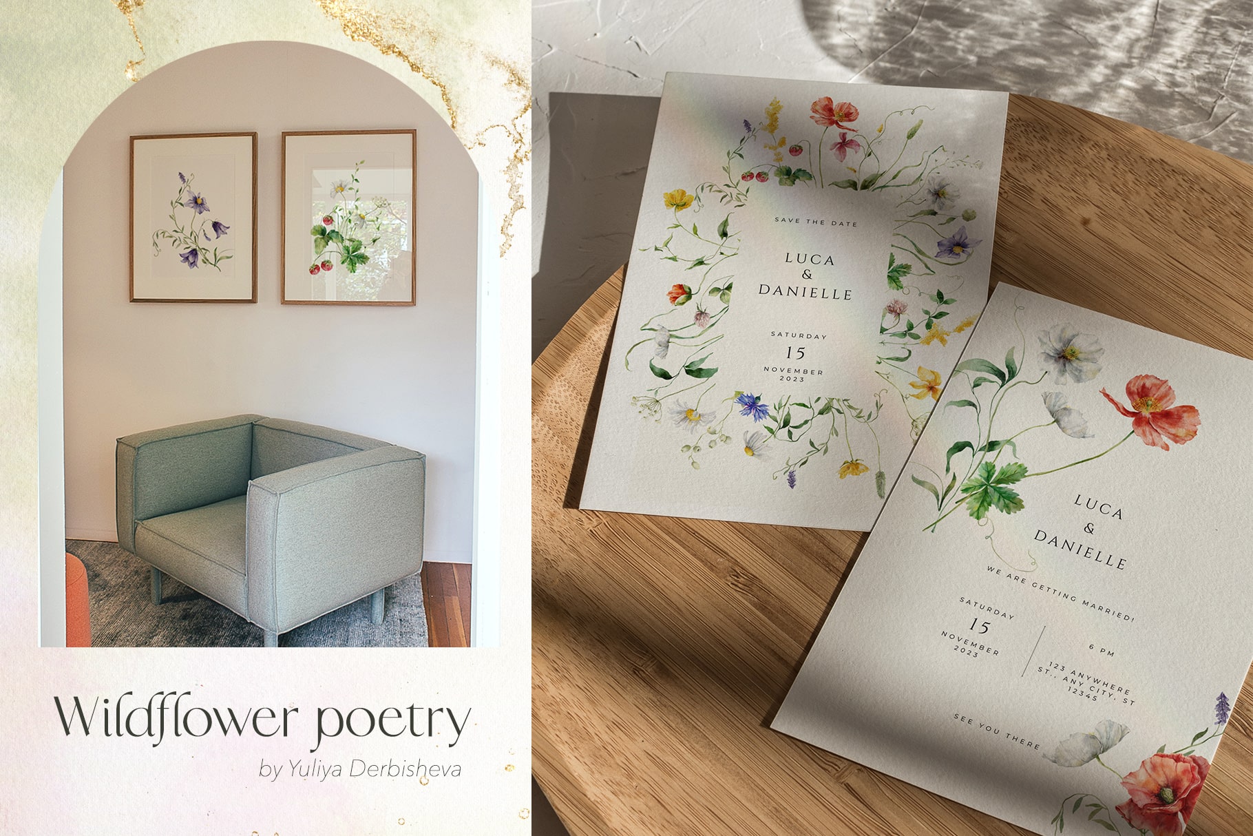 Wildflower poetry watercolor wild flowers illustrations