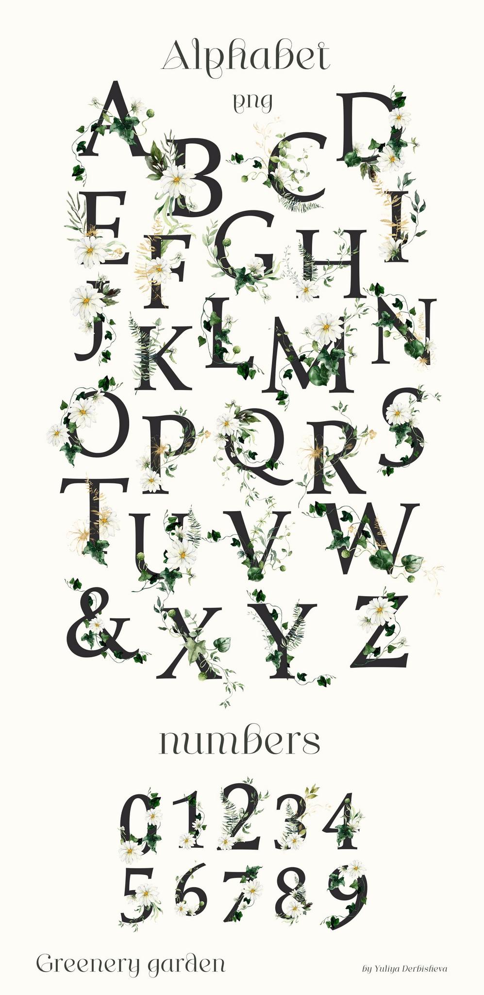 Greenery garden watercolor foliage illustrations clipart