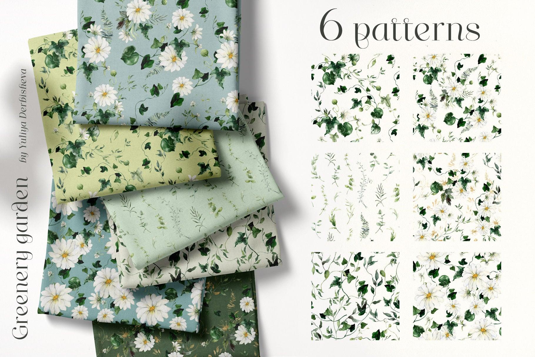 Greenery garden watercolor foliage illustrations clipart