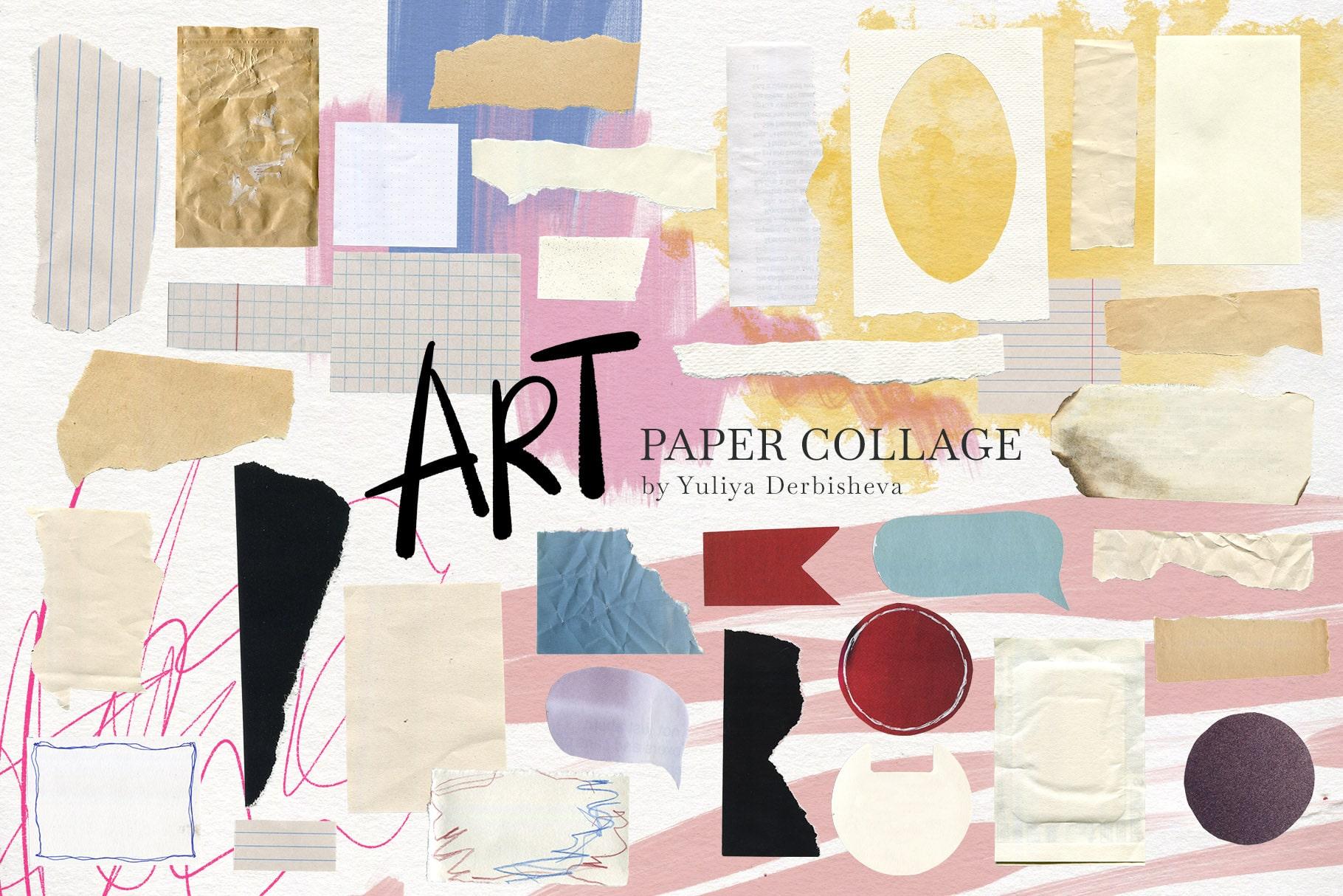 Art Paper Collage mix media elements for design: vintage & modern Art