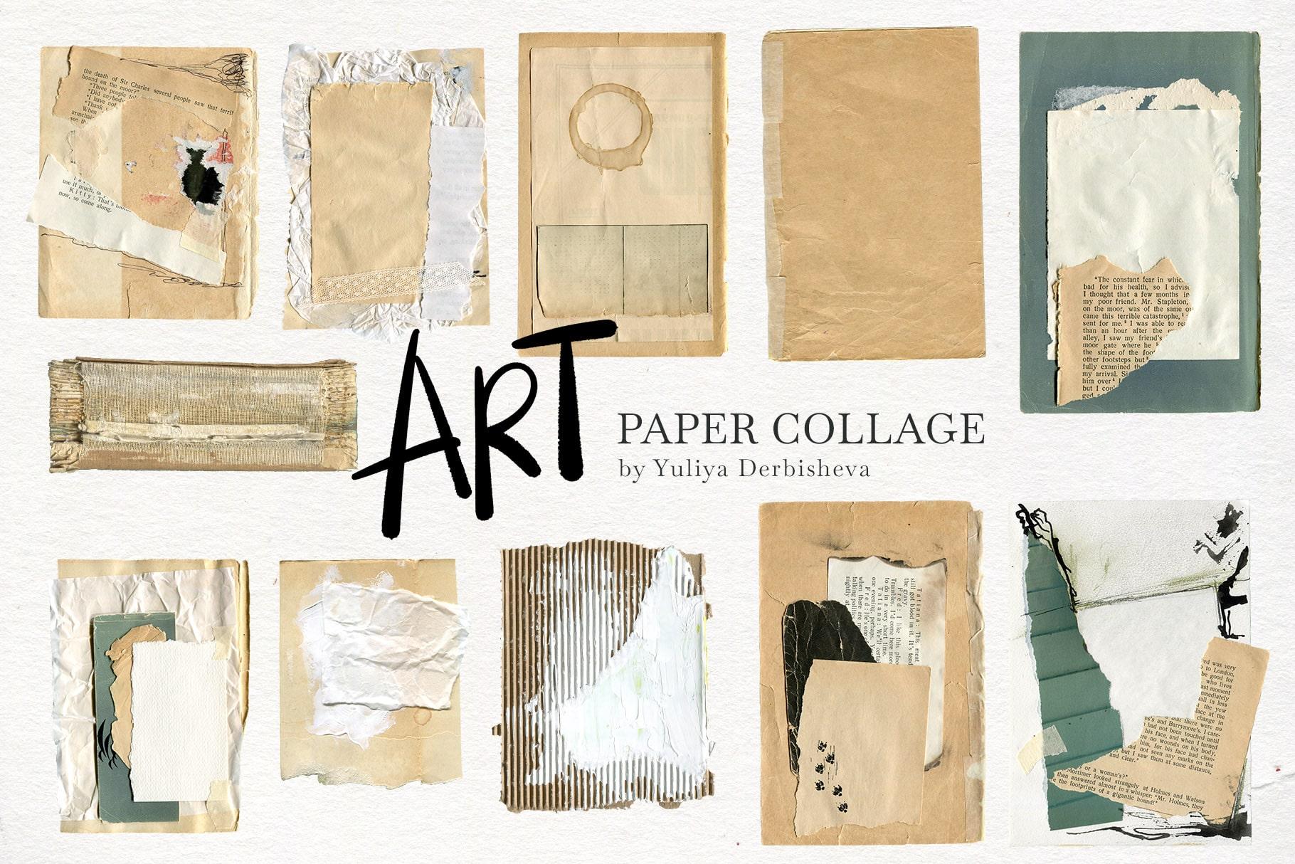 Art Paper Collage mix media elements for design: vintage & modern Art