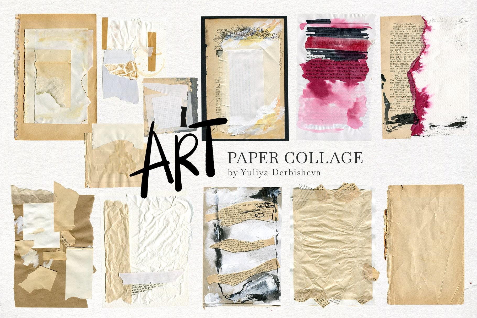Art Paper Collage mix media elements for design: vintage & modern Art