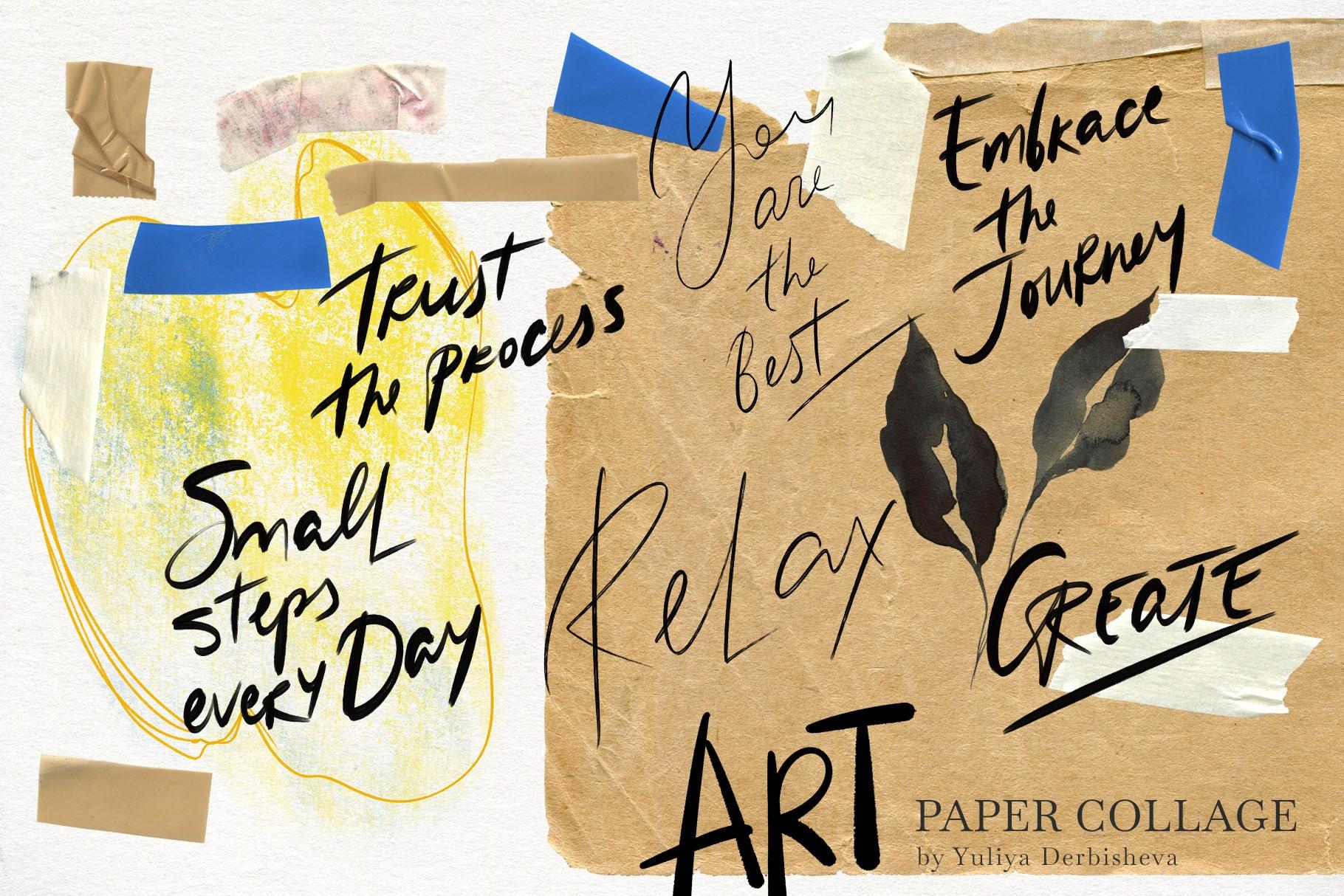 Art Paper Collage mix media elements for design: vintage & modern Art