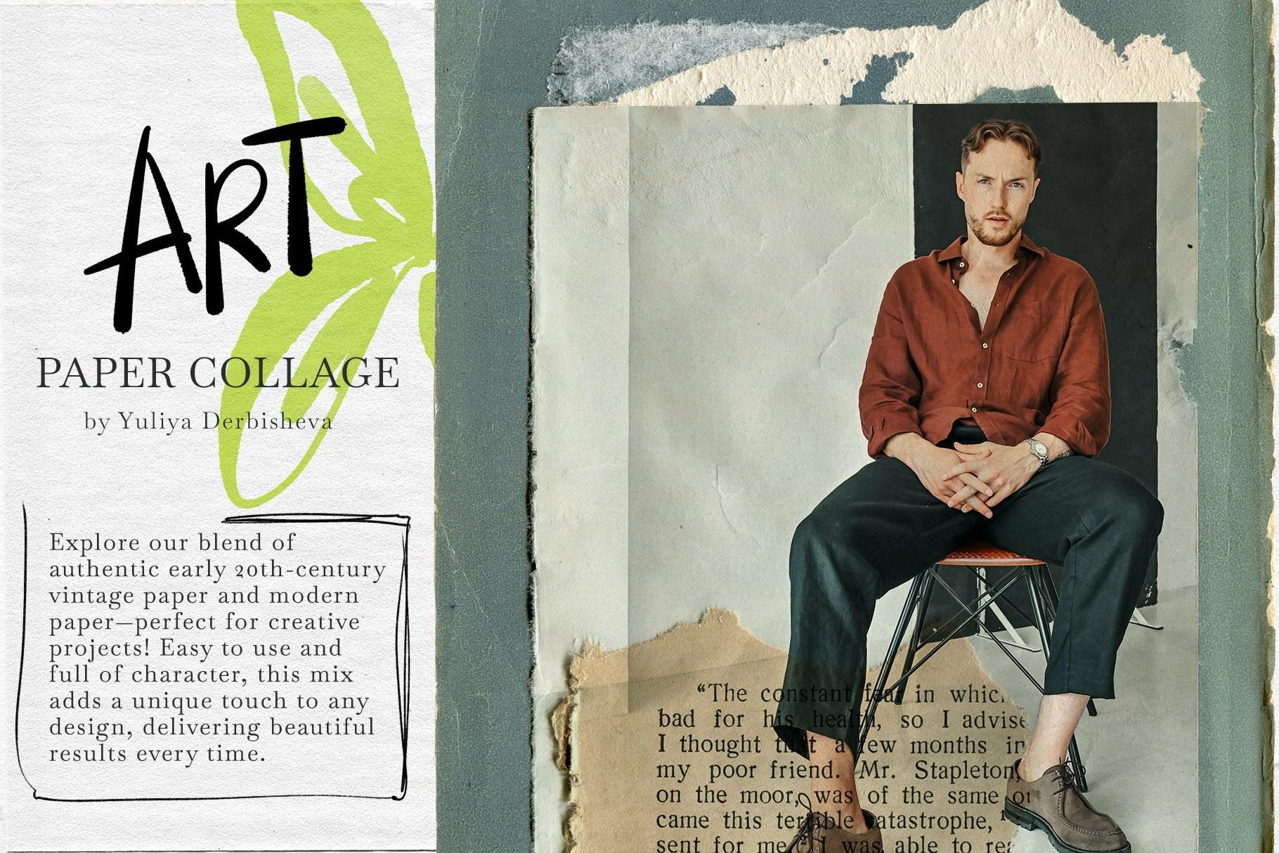 Art Paper Collage mix media elements for design: vintage & modern Art