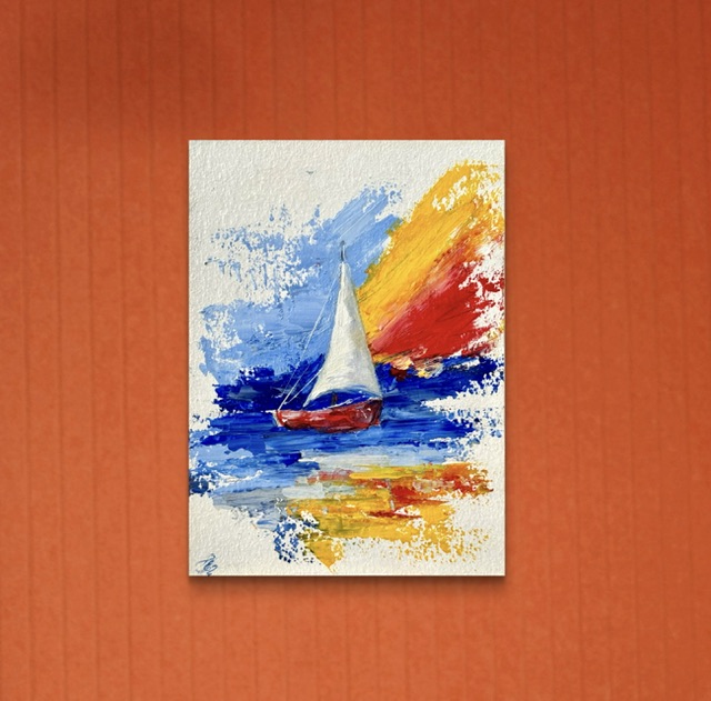 Яркий горизонт. Картина маслом. 18х13 см