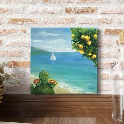 Картина "Сицилийский бриз". Авторская картина на холсте (хлопок, масло), 20х20 см