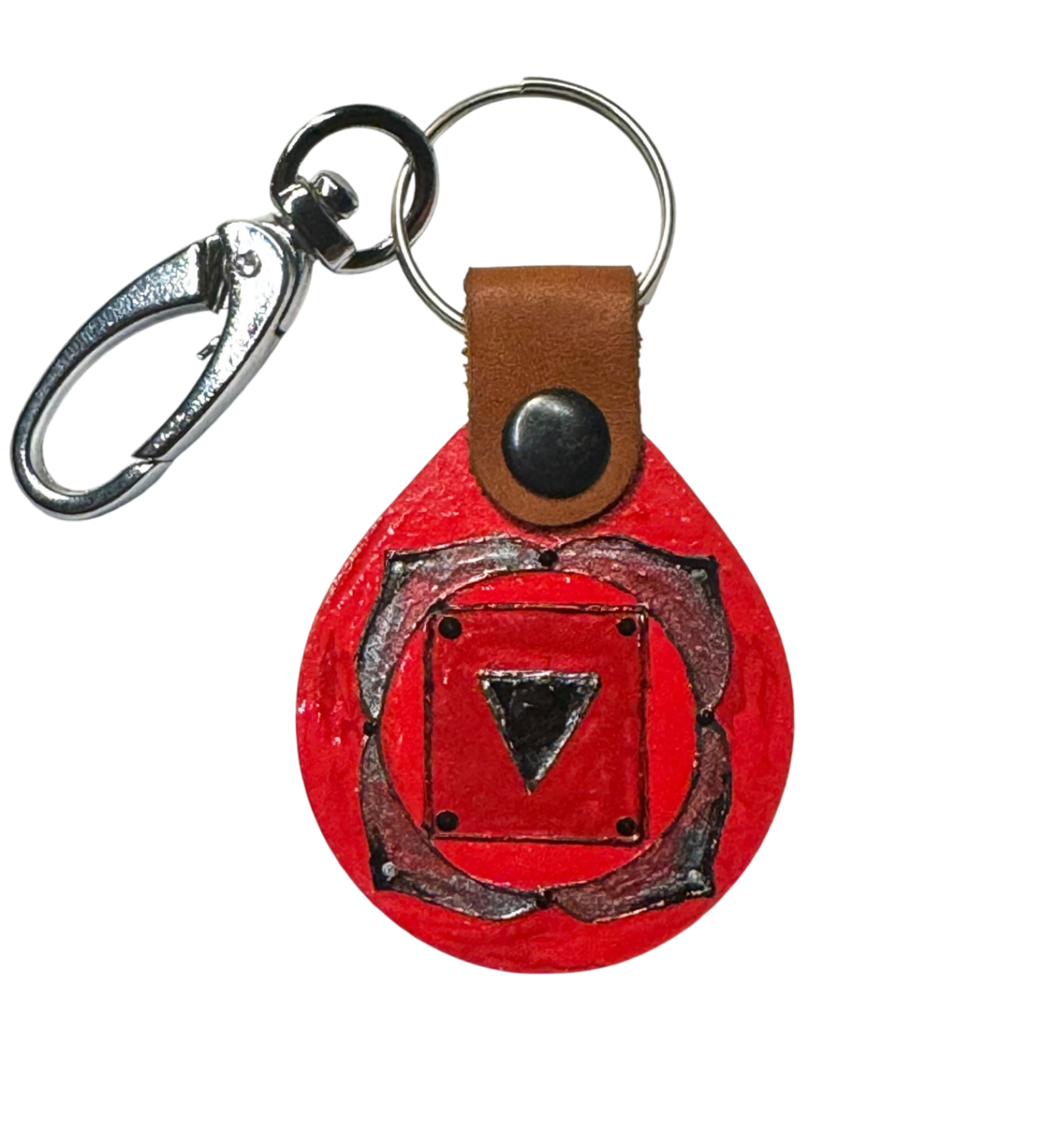 Брелок декоративный "Муладхара". Дерево, кожа