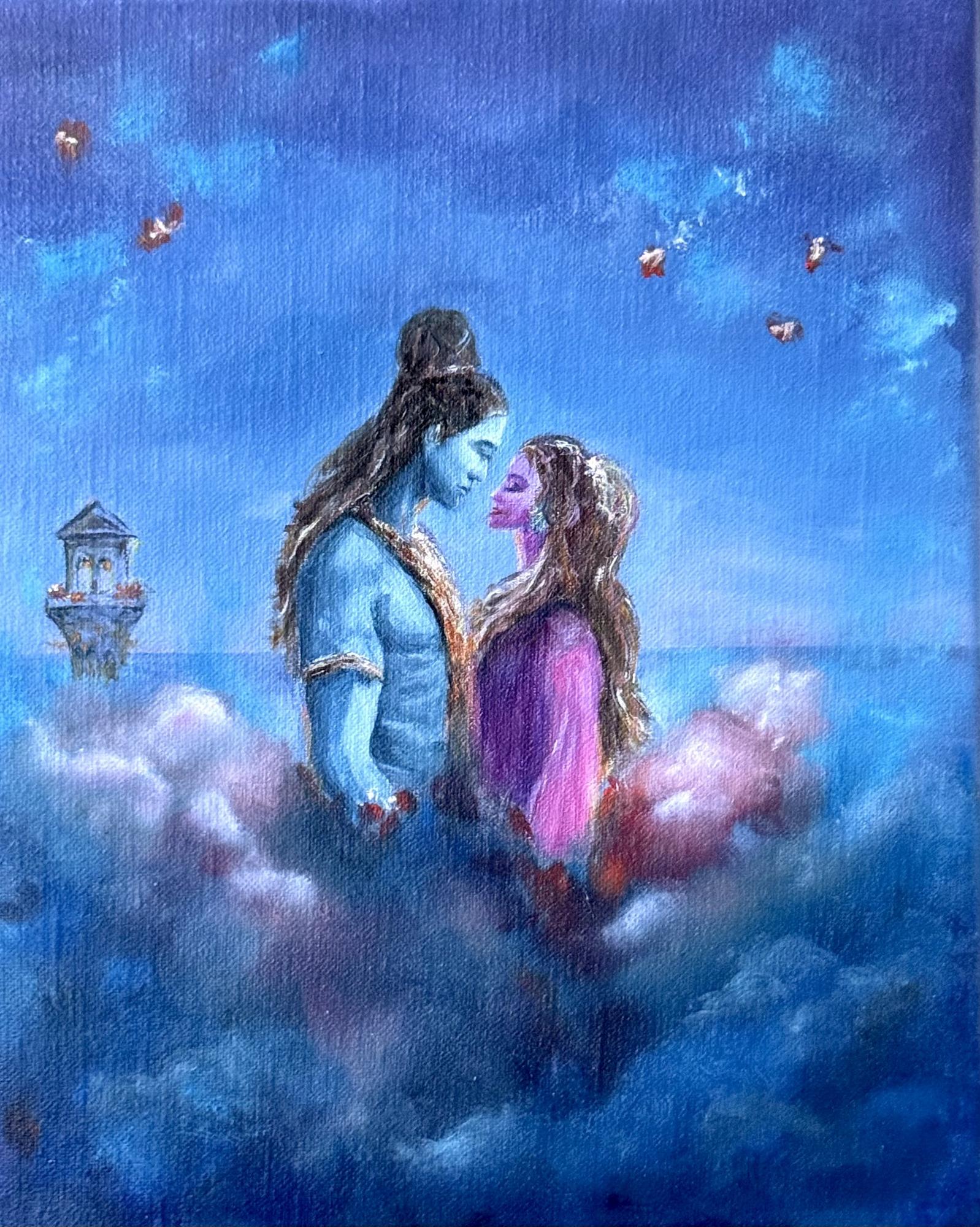 Картина "Шива и Шакти". Энергетическая картина на холсте (лен, масло),