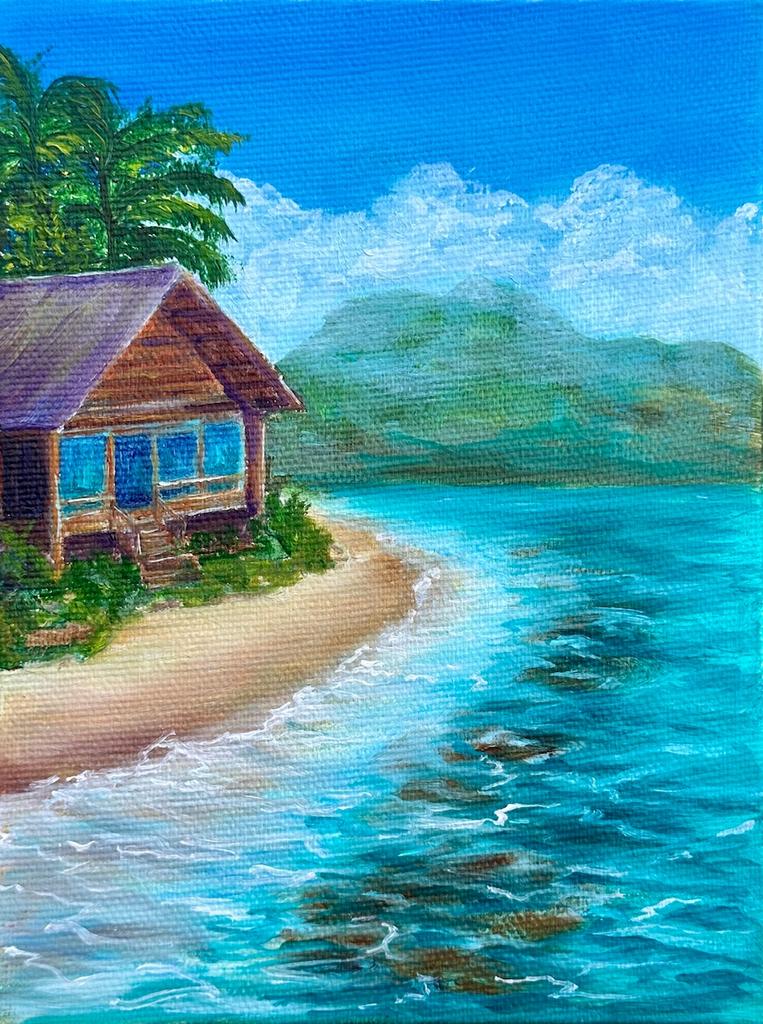 Картина на холсте "Прибрежная сказка". Масло. 15х20 см