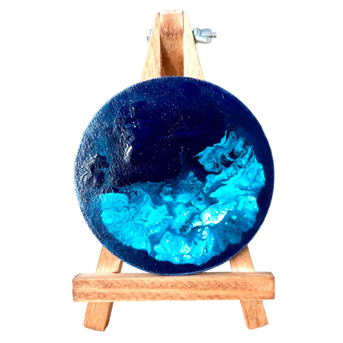 Картина-магнит на дереве "Синева-2" . Акрил, ручная работа. 9 см