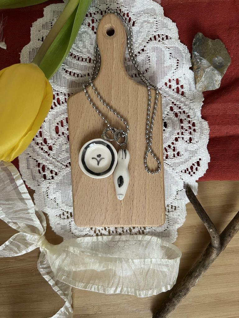 наборчик подвесок рыбка+тарелочка раз черненькие