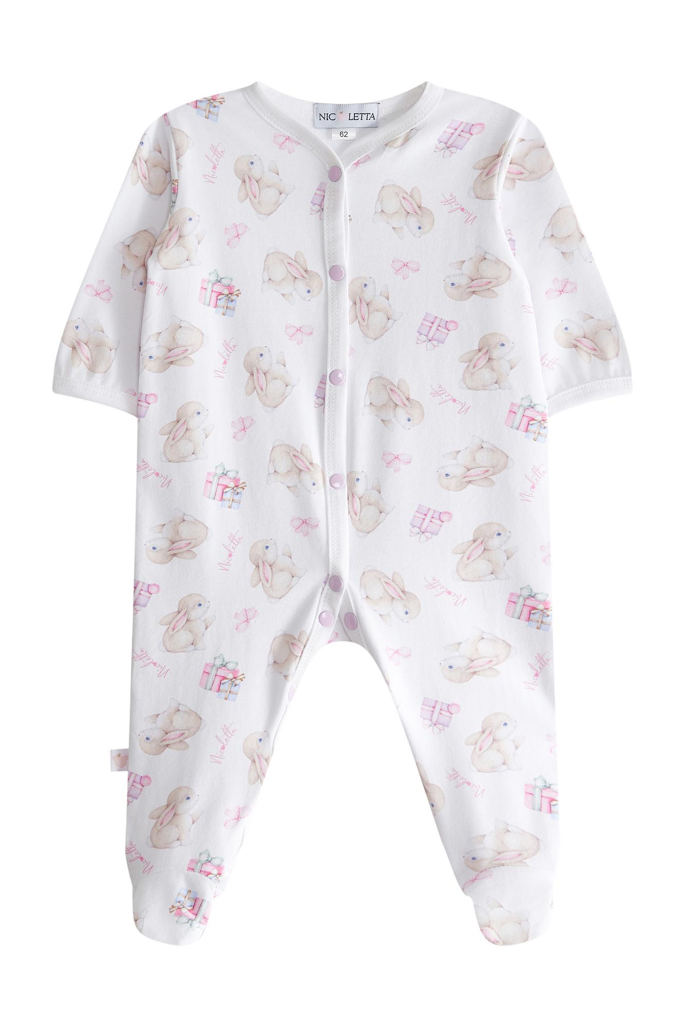 Комбинезон с ножками "Розовый зайка"