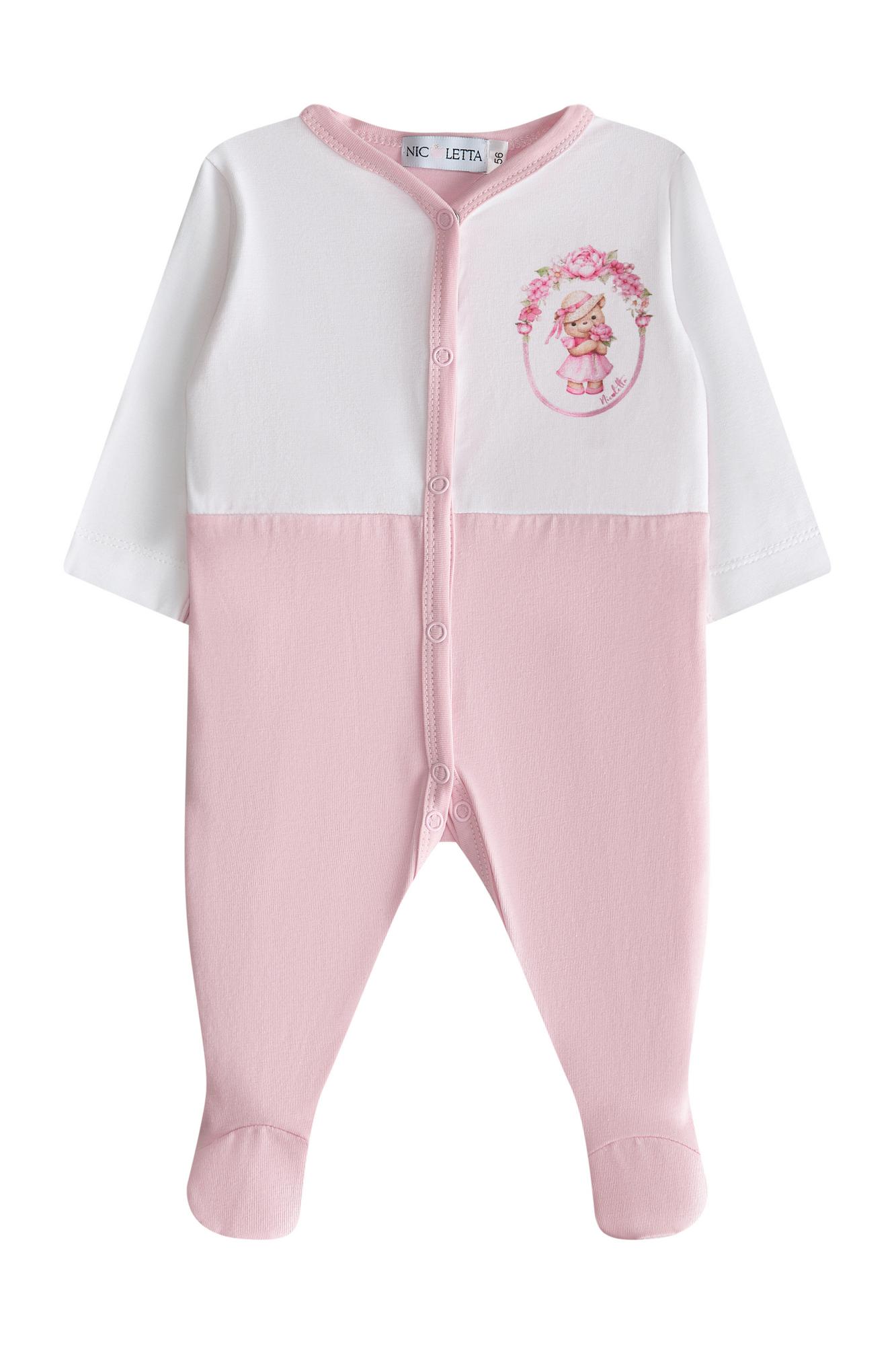 Комплект (комбинезон и шапочка) «Мишка», бело-розовый