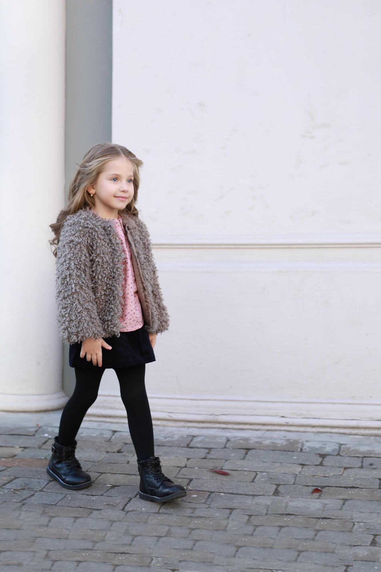 Шубка из овечки (искуственный мех), трюфель