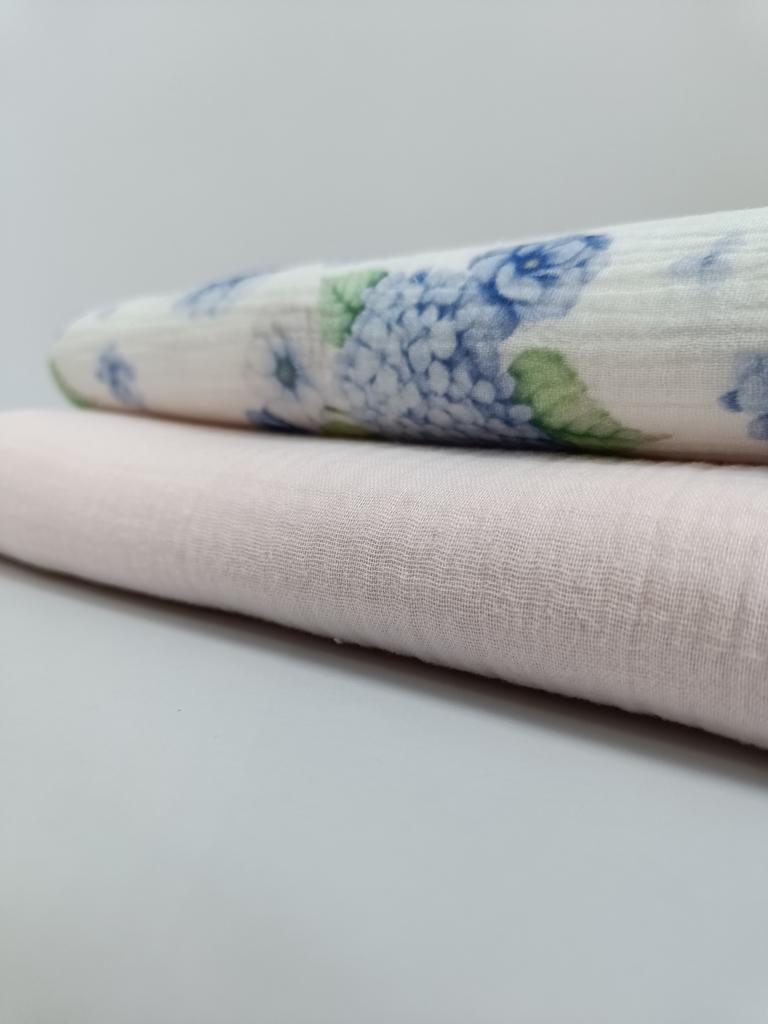 Набор муслиновых пеленок «Голубая гортензия/нежно розовая»