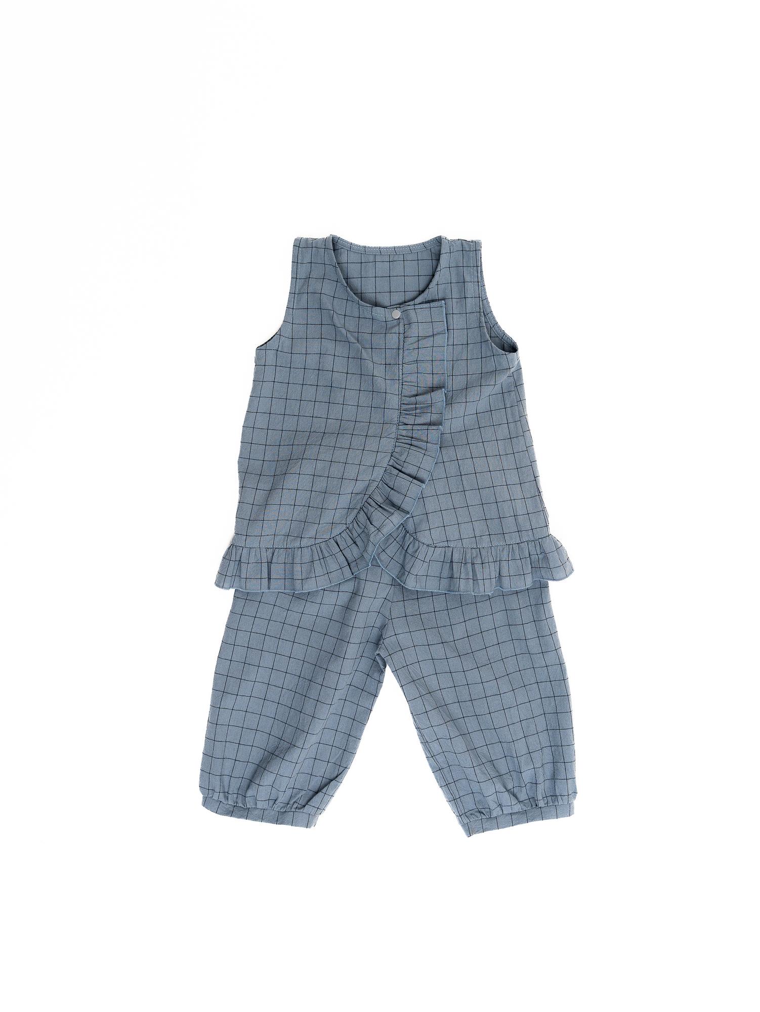 Костюм штаны и туника в клетку, серый