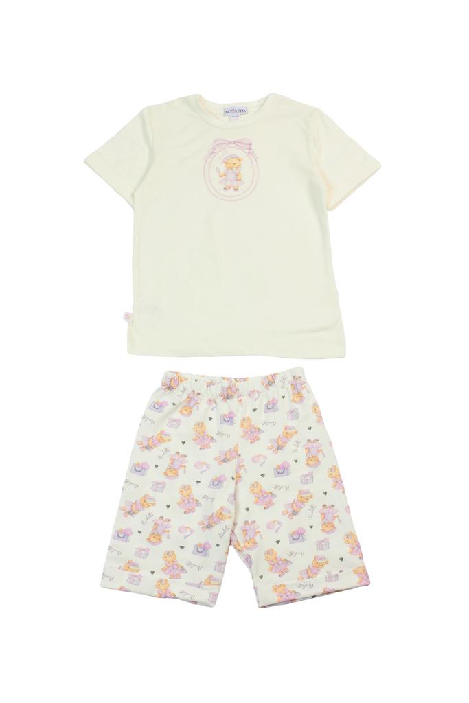 Пижама «Мишка с фиолетовыми сумочками» (футболка и шорты)