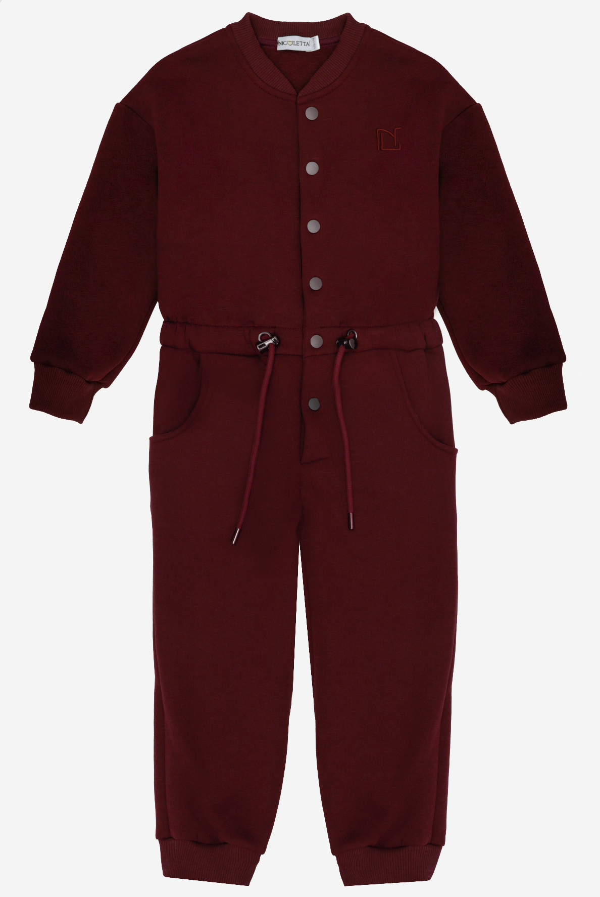 Комбинезон из футера с начесом с логотипом «NL», бордовый