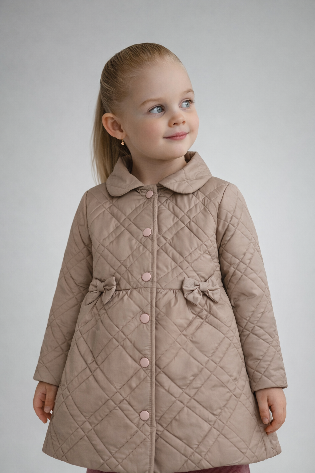 Пальто для девочки стеганое «Юви», бежевое