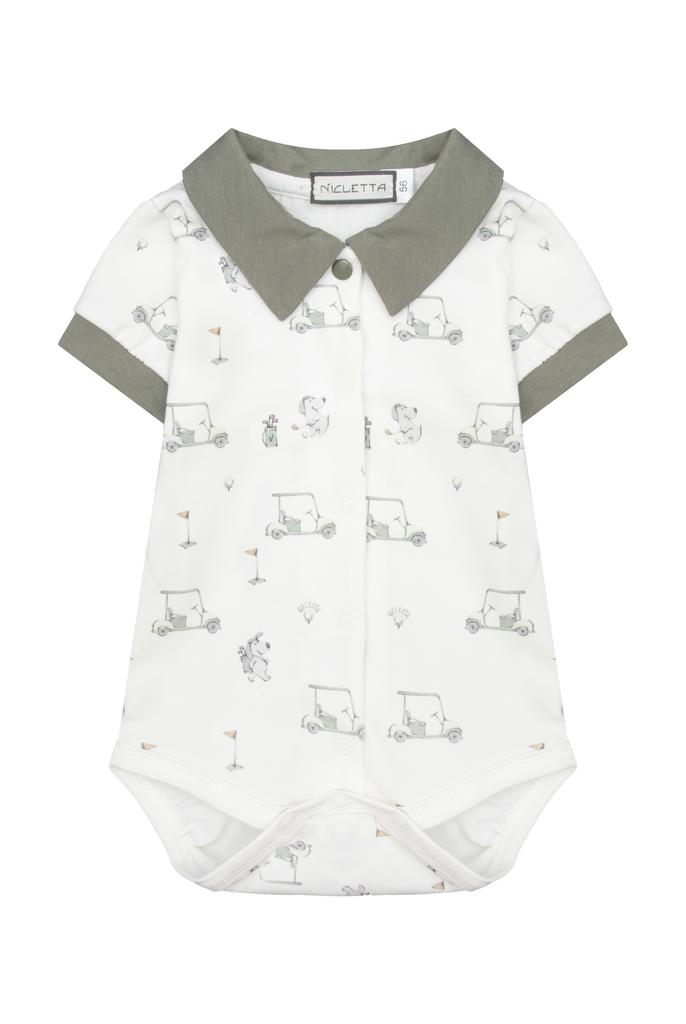 Боди-футболка с воротничком «Гольф», собачка на каре