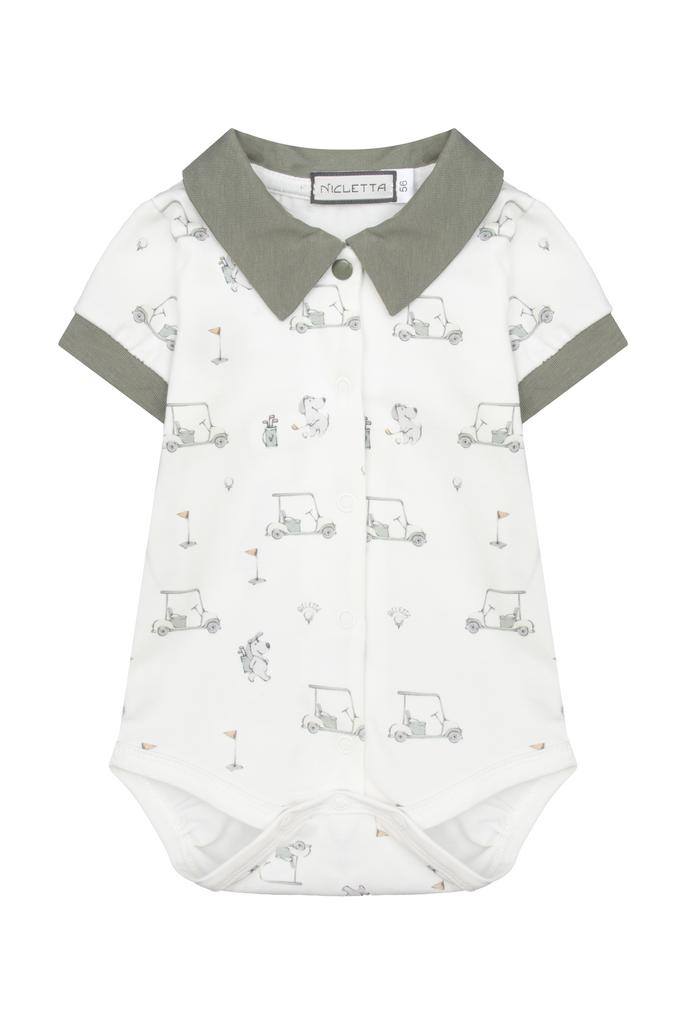 Боди-футболка с воротничком «Гольф», собачка на каре