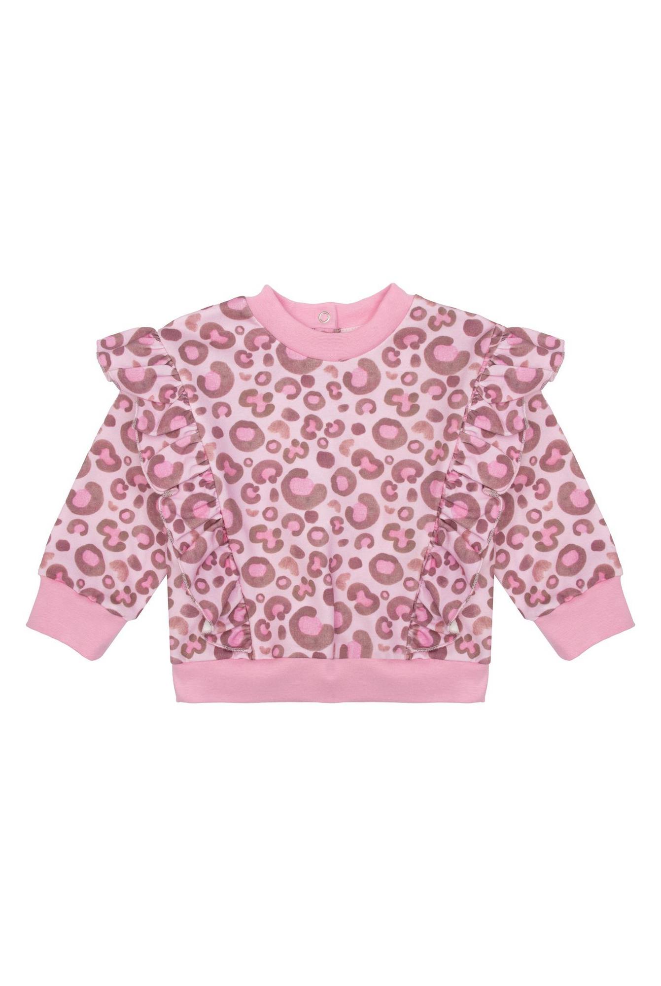 Свитшот леопардовый с рюшами, розовый