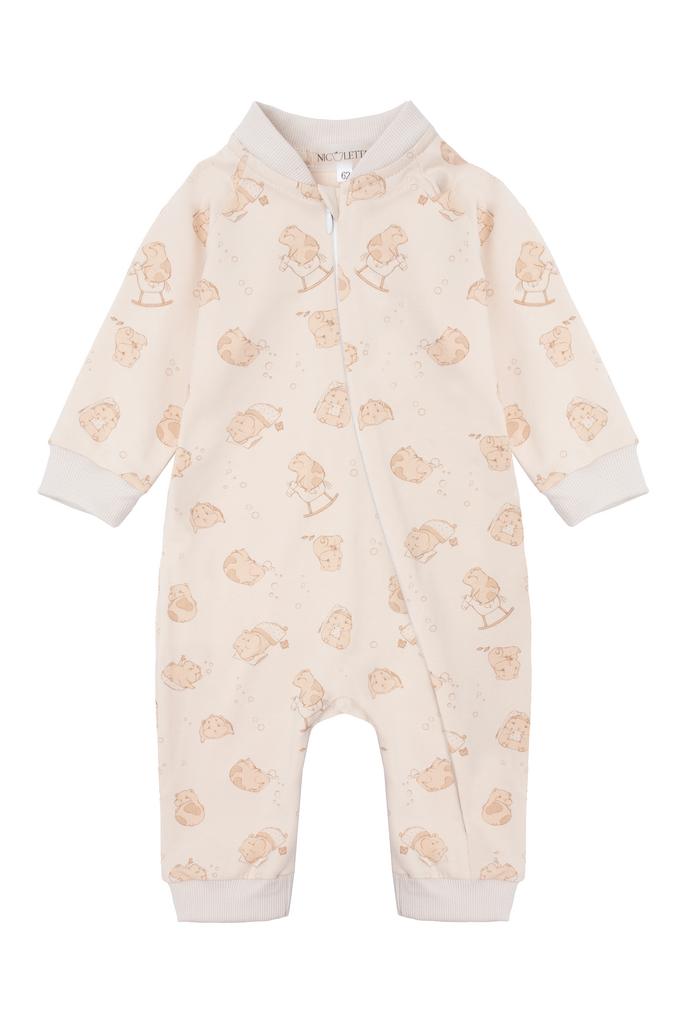 Комбинезон "Хомячки" на молнии, бежевый