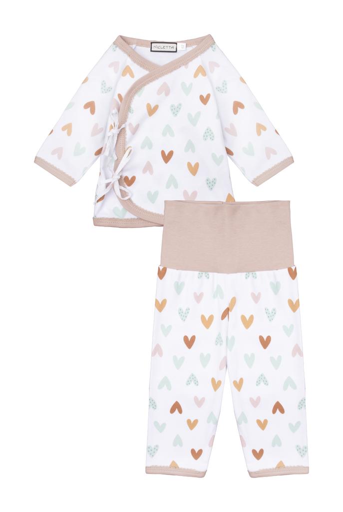 Костюм "Фисташковые сердечки" (джоггеры и кимоно)