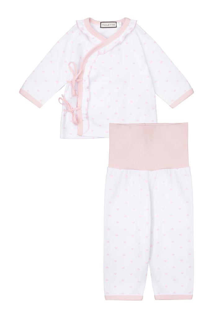 Костюм "Розовые сердечки" с рюшей (джоггеры и кимоно)