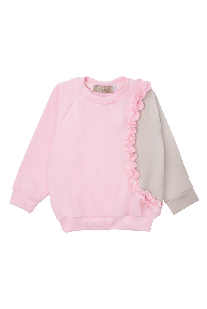 Свитшот с боковой рюшей, комбинированный
