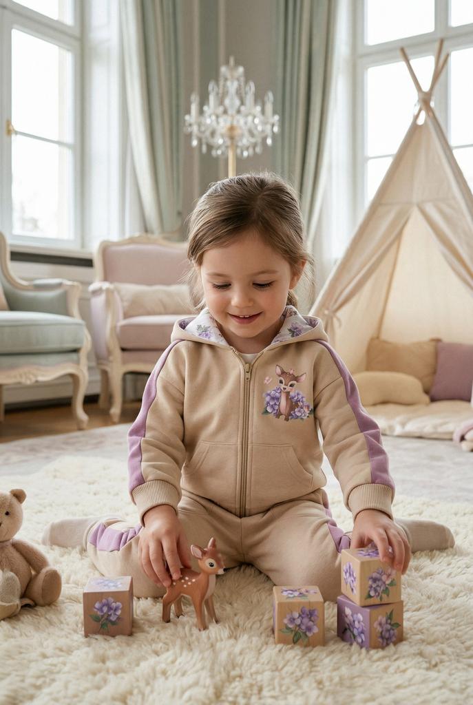 Костюм с сиреневыми лампасами "Бемби" (худи на молнии и штаны)