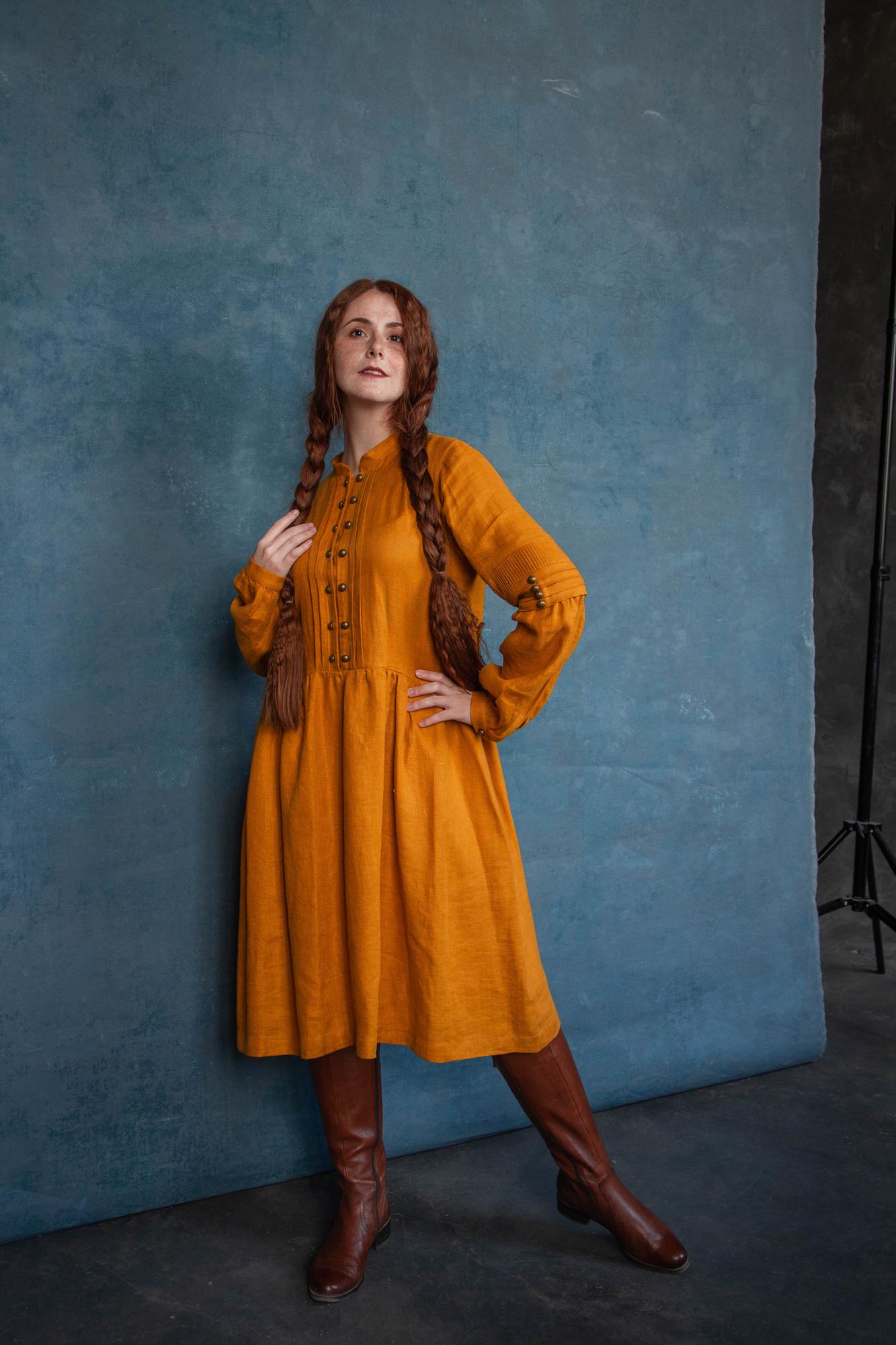 Платье "Джейн Эйр" горчичное