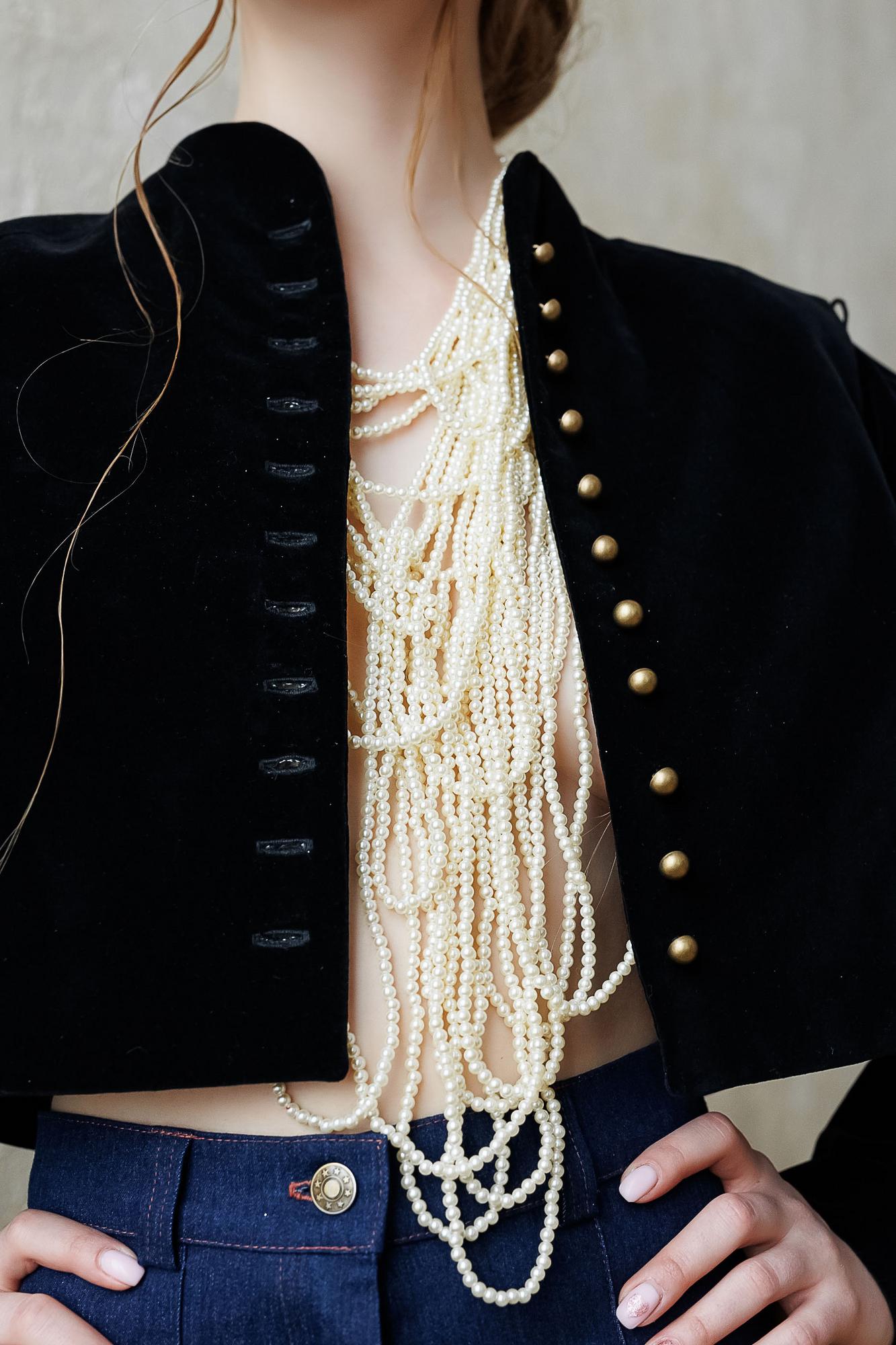 Жакет-кроп из винтажного бархата