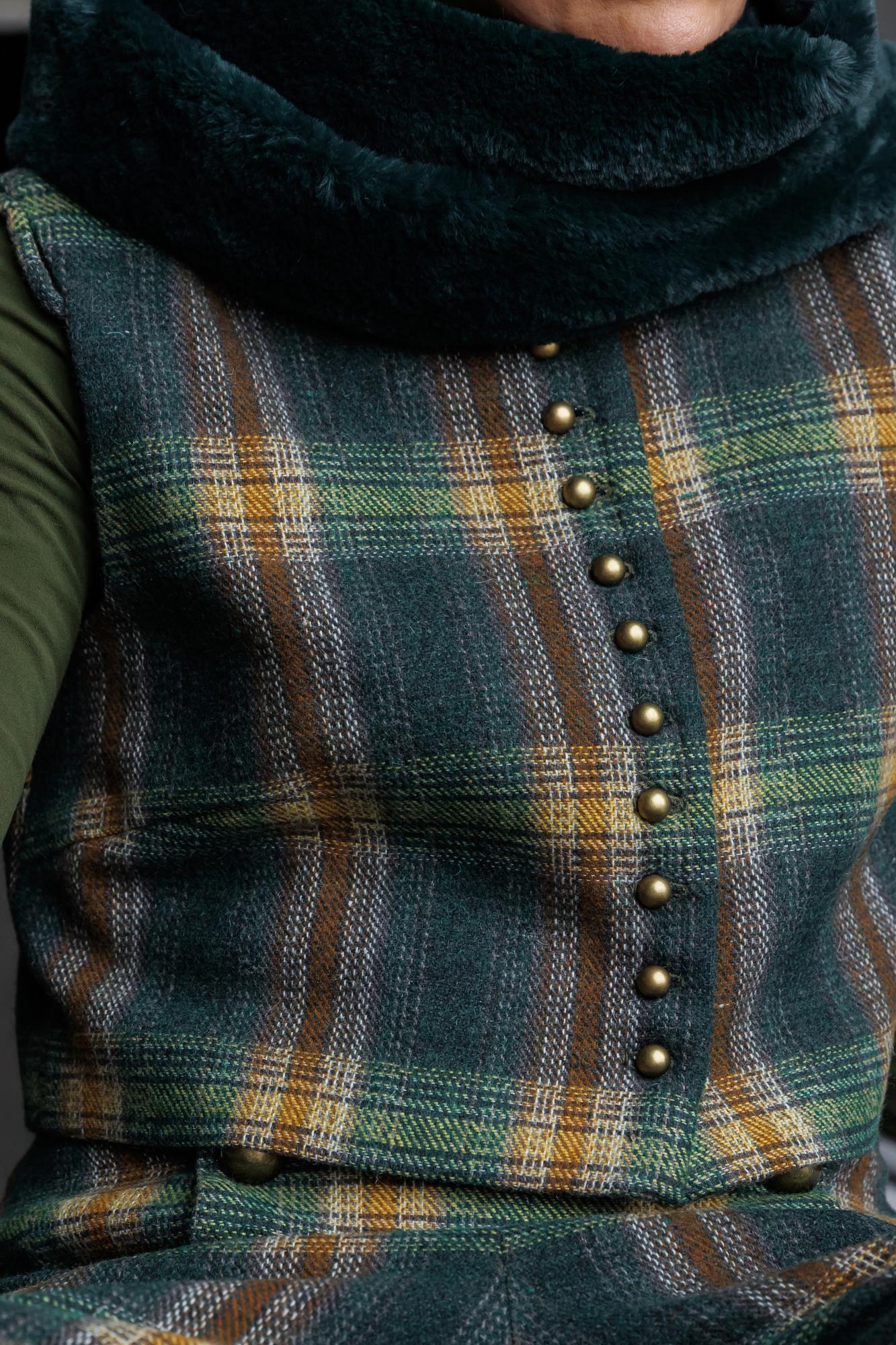 Жакет-кроп из шерсти в клетку