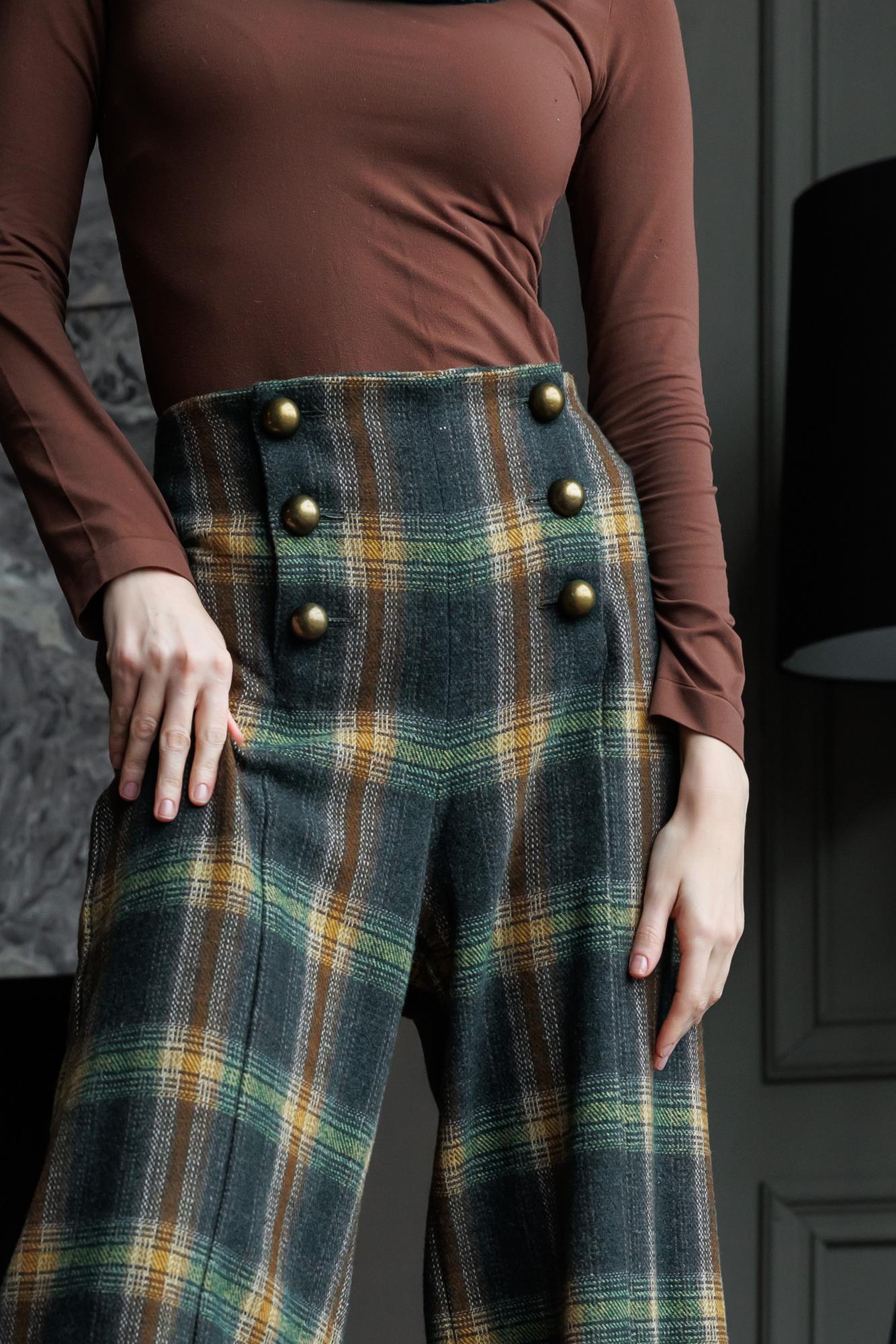 Брюки из шерсти в клетку