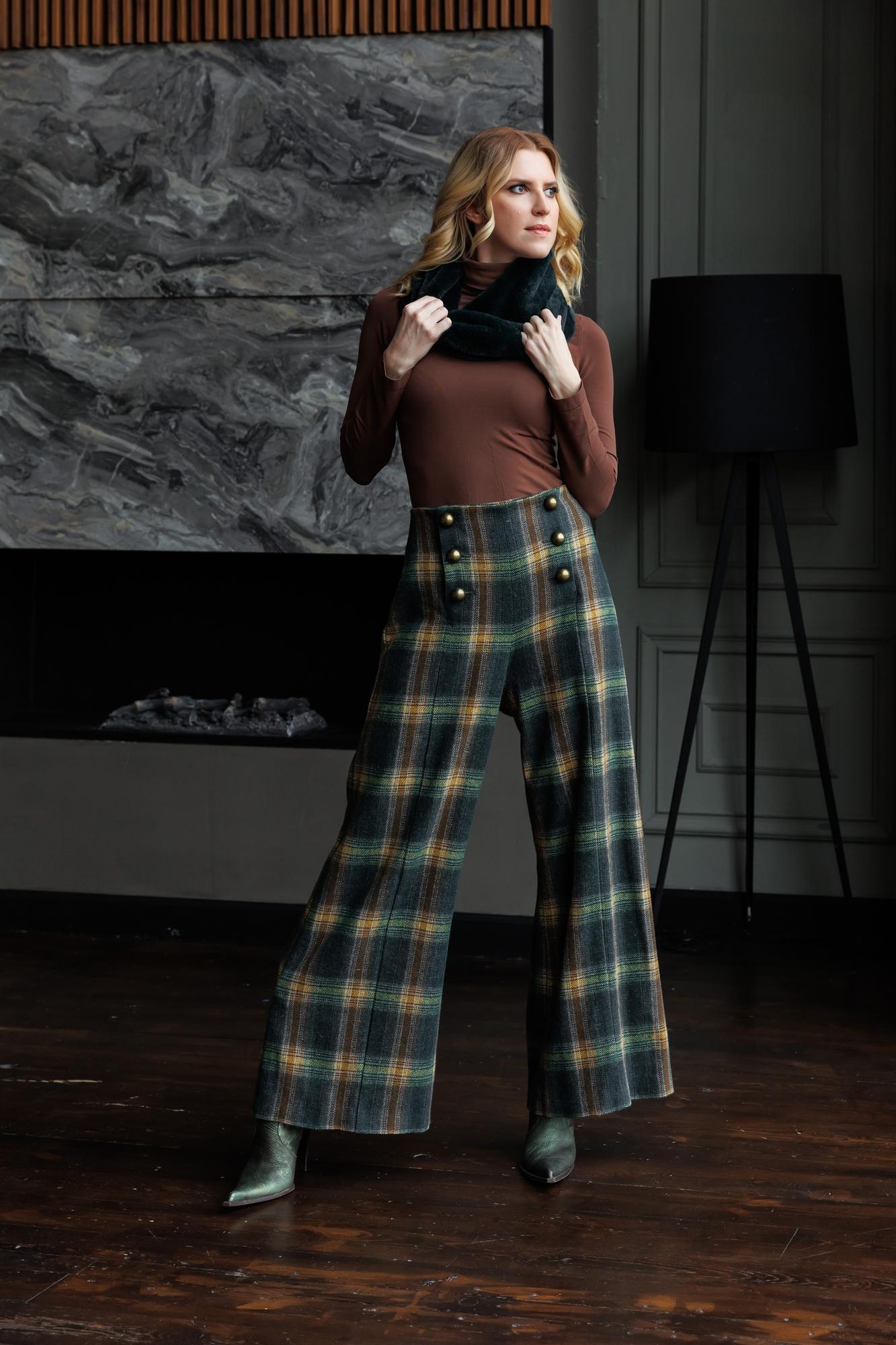 Брюки из шерсти в клетку