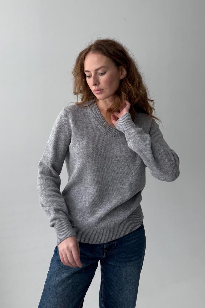 Джемпер V Серый 100% меринос