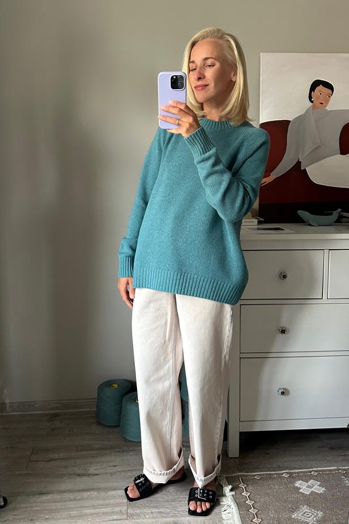 Джемпер твидовый Морская волна