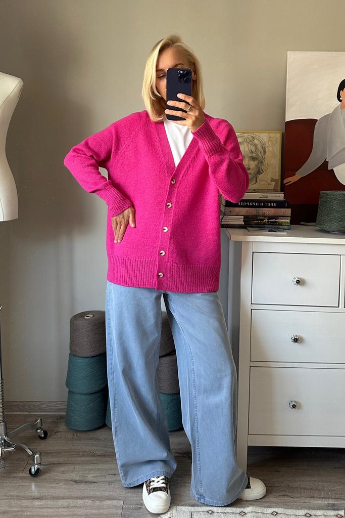 Кардиган Фуксия альпка с шерстью