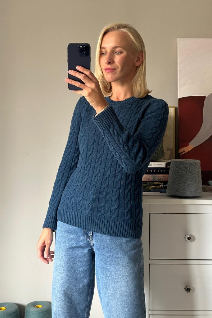 Джемпер "Косы" Синий 100% меринос