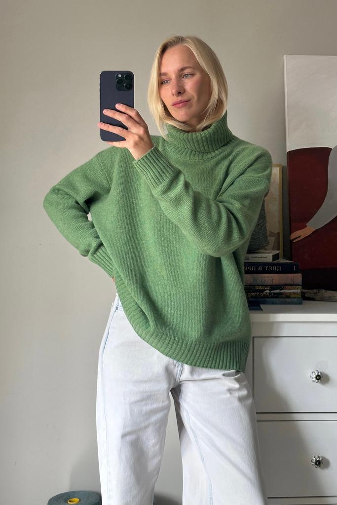 Свитер Свежая зелень меринос с кашемиром