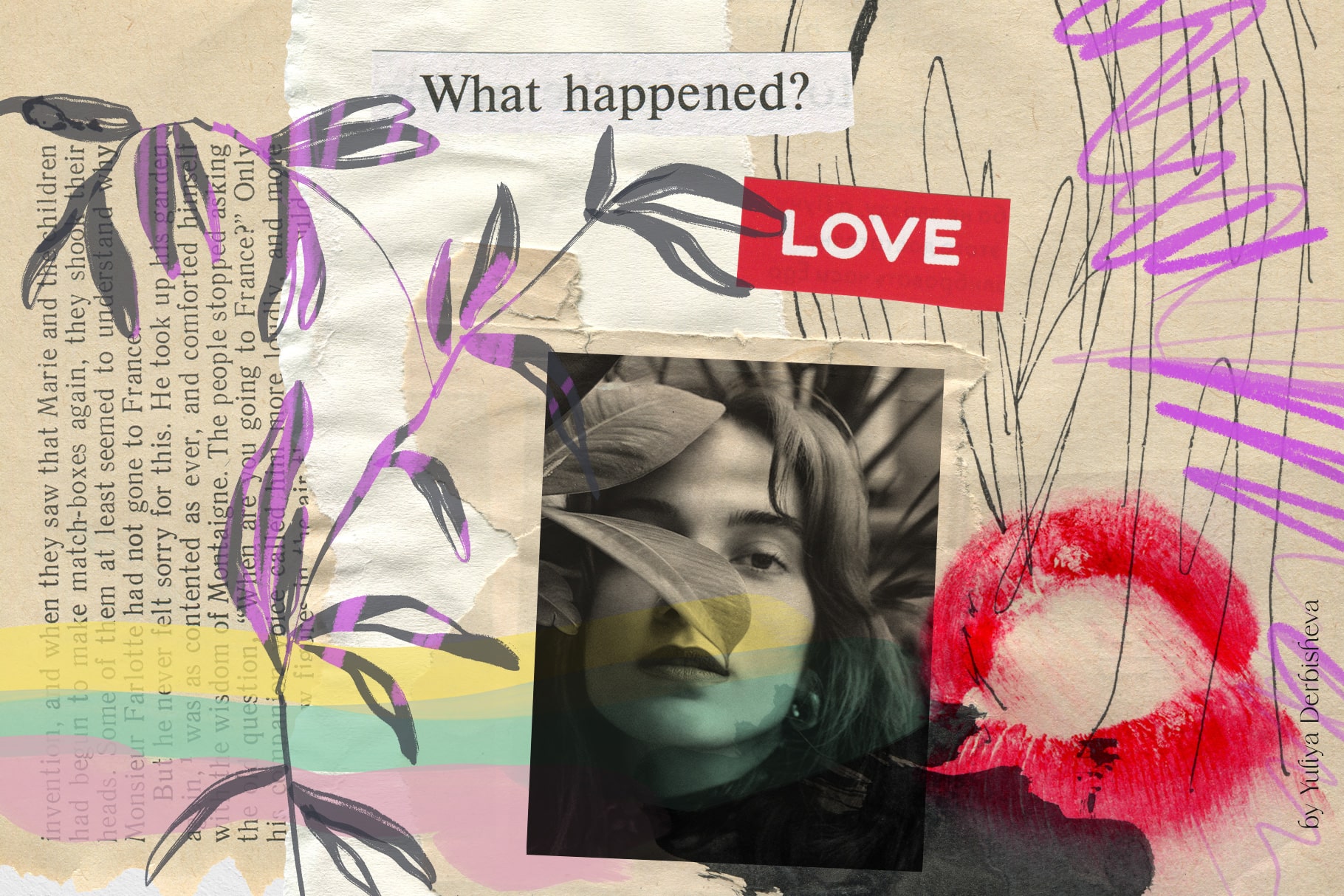 Арт коллаж - бумага и текстуры для дизайна оверлей