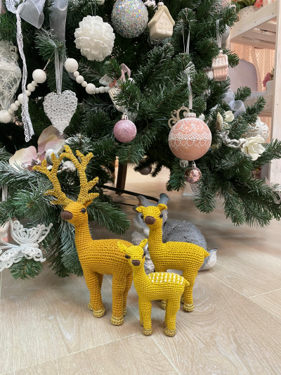 Набор из 3 МК: Золотой Олень с Оленикой и Оленёнком