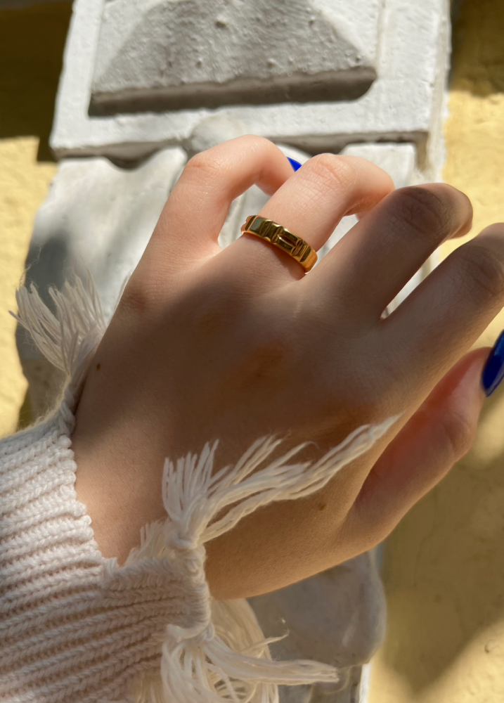 Кольцо "Конфетка" широкое в покрытии золотом