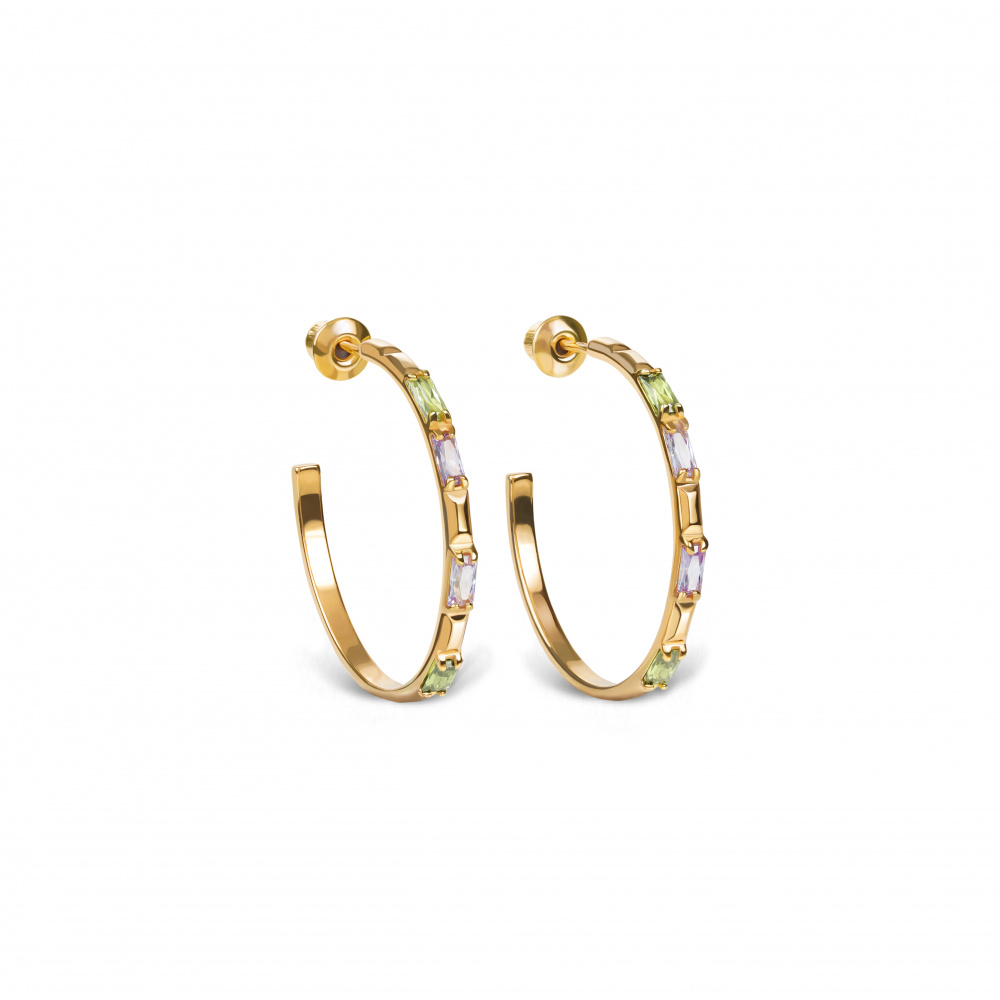 Серьги-конго "Конфетки" с фианитами мята/лаванда