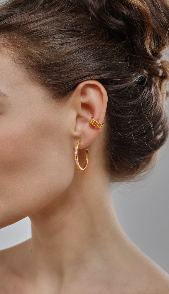 Серьги-конго "Конфетки" с фианитами мята/лаванда