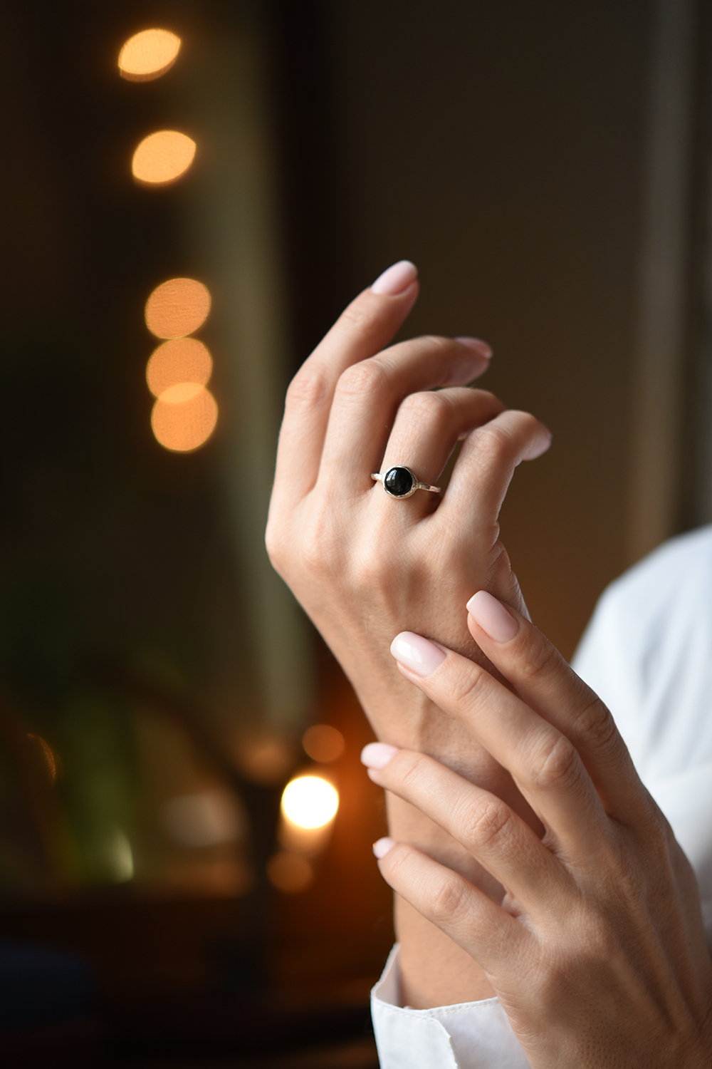 Кольцо с черным агатом