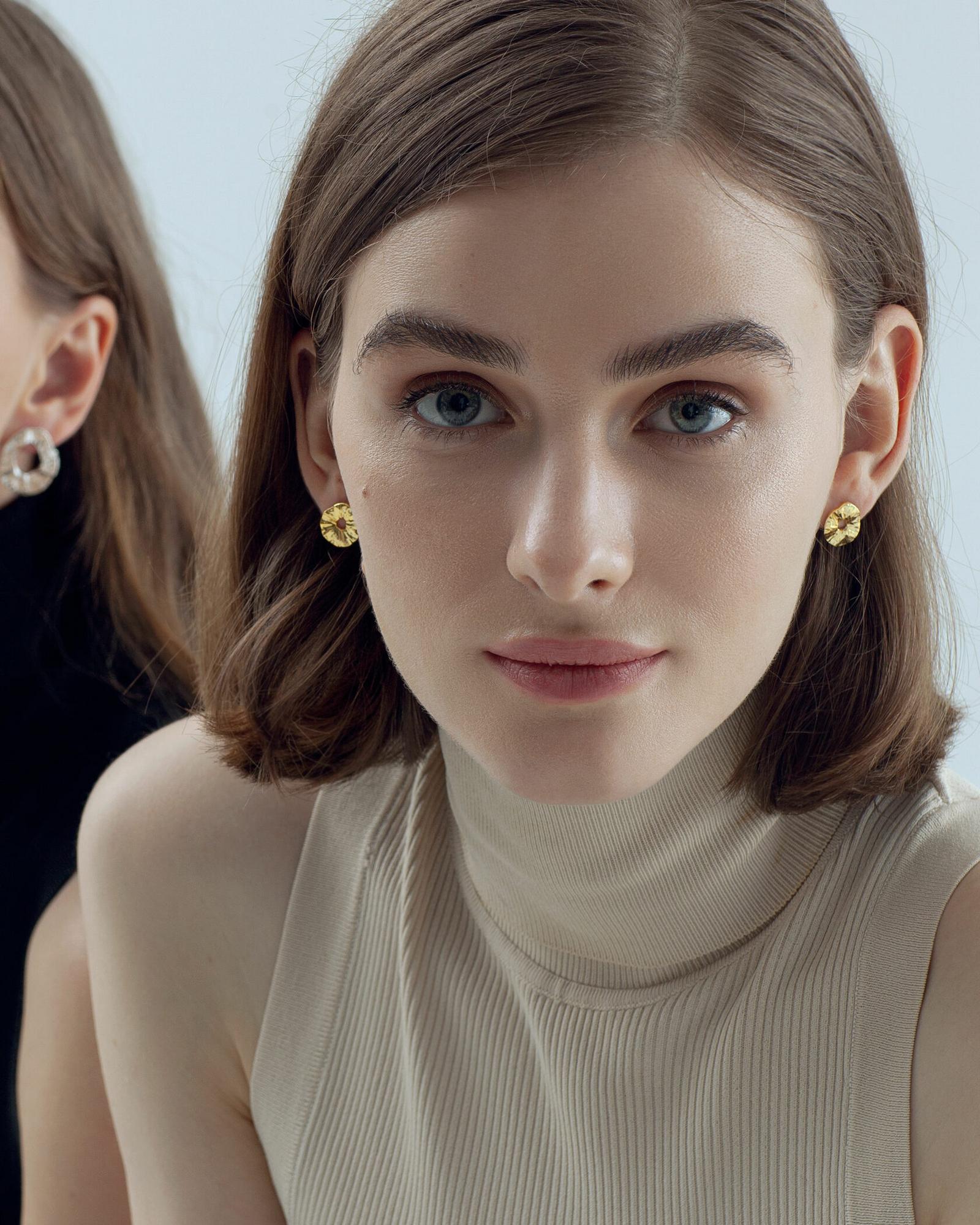 Серьги Атоллы мини, желтая позолота