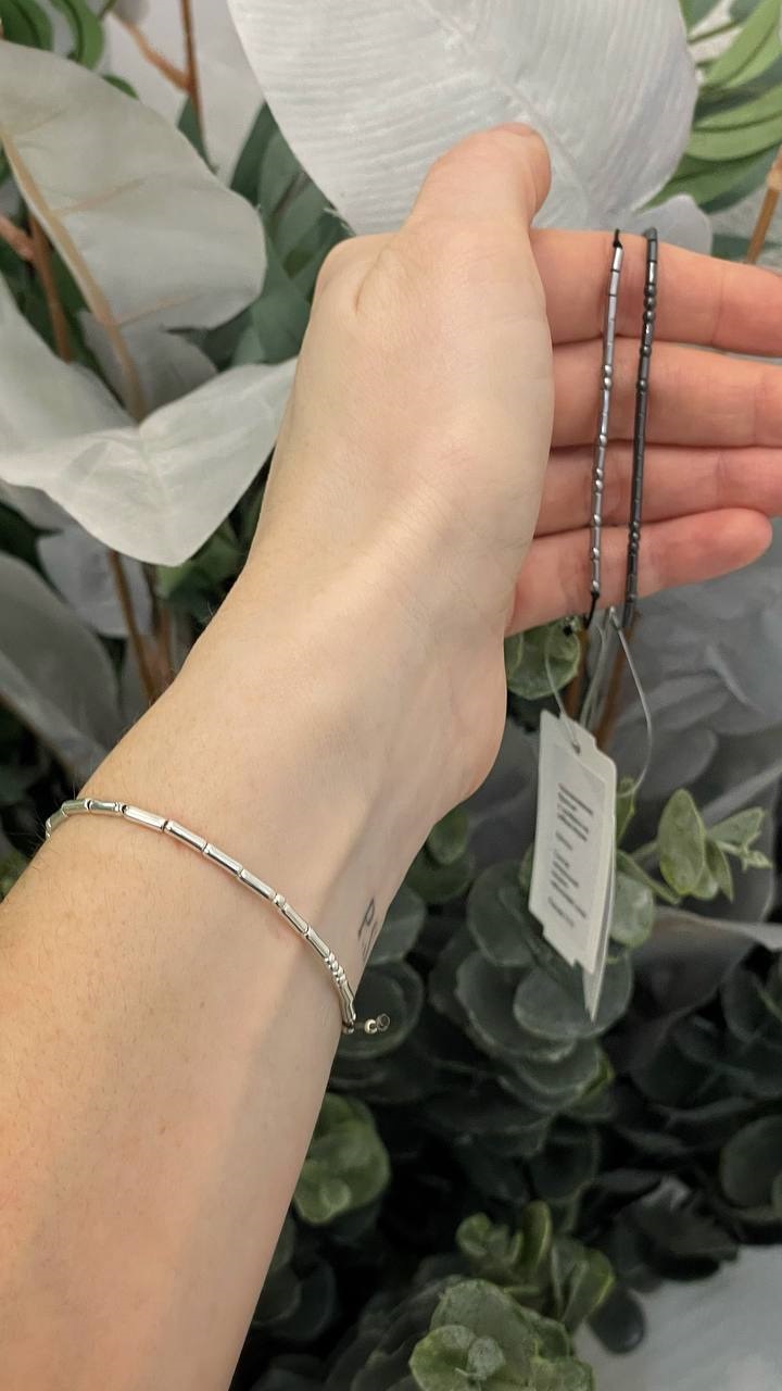 Браслет с шрифтом на азбуке морзе "Magic code" с гематитом